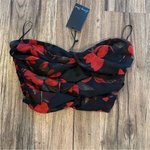 NWT Emory Park Red & Black Floral Top, S